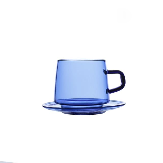 Coloured Glass Tea Cup with Saucer - Perfect for Colourful Tea Moments