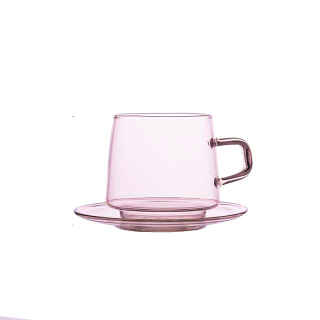 Coloured Glass Tea Cup with Saucer - Perfect for Colourful Tea Moments