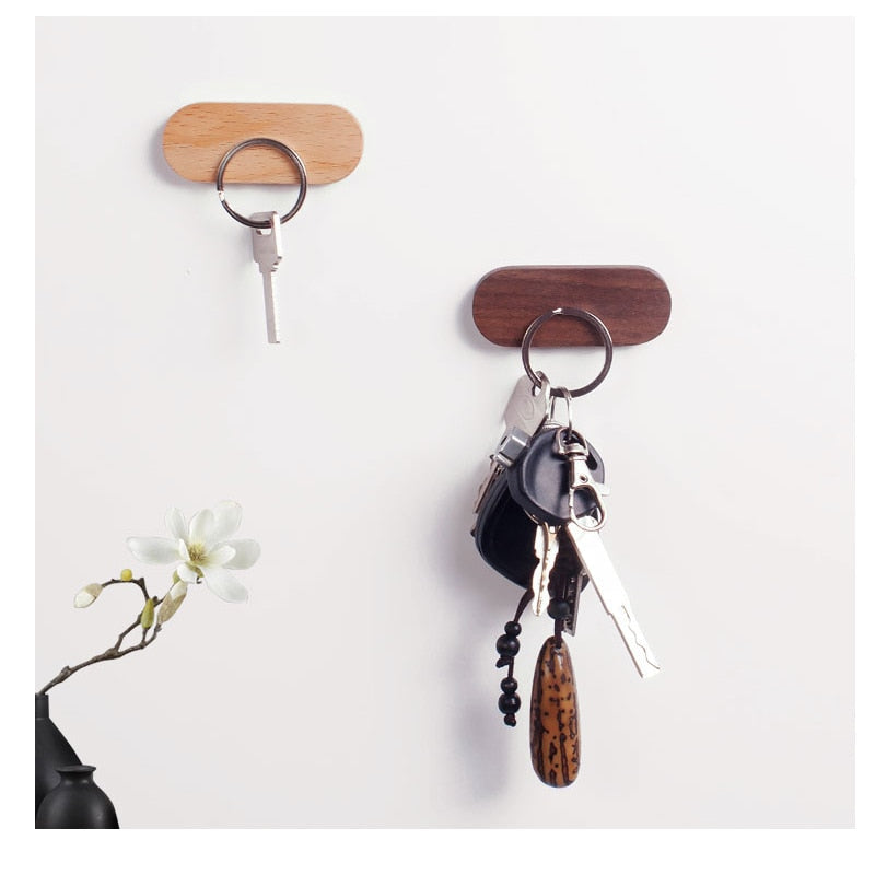 Magnetic Wooden Key Holder - Modern Wall Storage