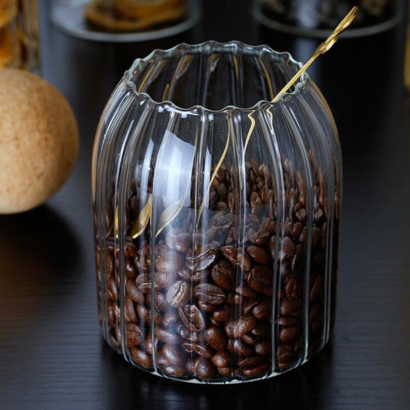 Autumn Glass Storage Jars with Cork Lid - Elegant and Multifunctional