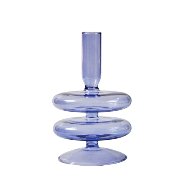 Lilac Glass Candle Holders - Refined Decorative Glass Holders in Lilac Colour