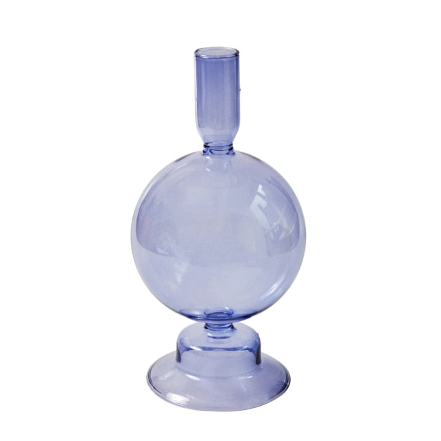 Lilac Glass Candle Holders - Refined Decorative Glass Holders in Lilac Colour