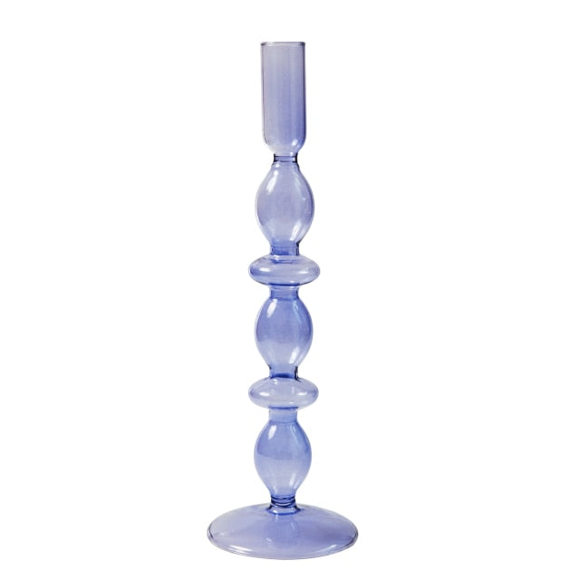 Lilac Glass Candle Holders - Refined Decorative Glass Holders in Lilac Colour