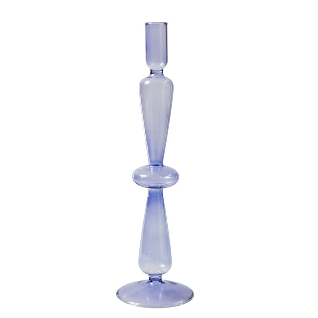 Lilac Glass Candle Holders - Refined Decorative Glass Holders in Lilac Colour