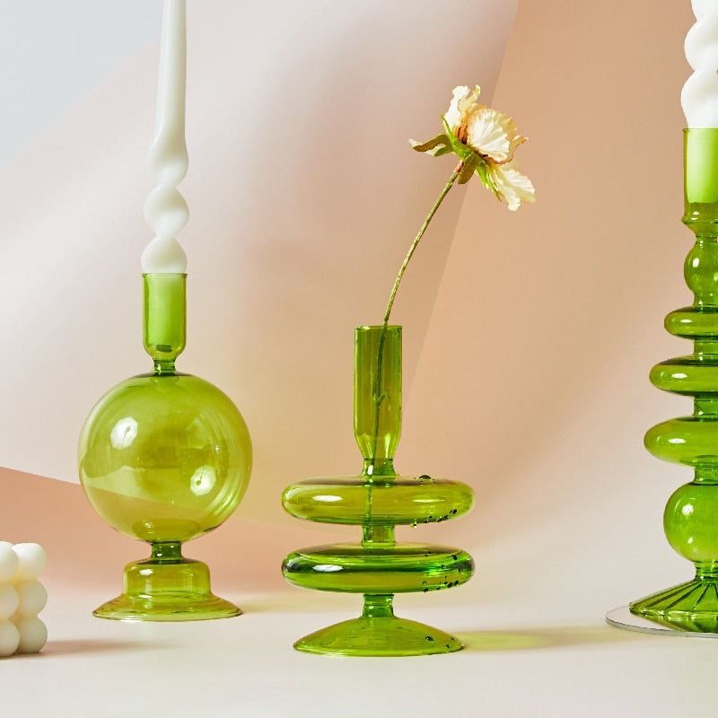 Green Glass Candle Holders - Modern Candle Holders for a Fresh Look