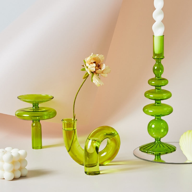 Green Glass Candle Holders - Modern Candle Holders for a Fresh Look