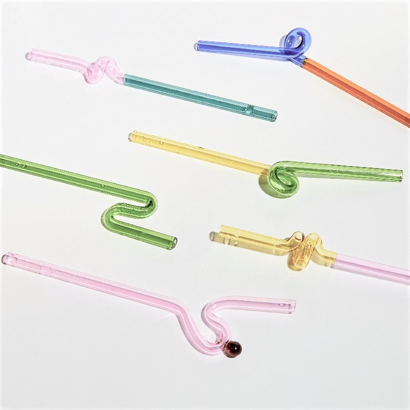 Coloured Twisted Glass Straws - Sustainable and Stylish