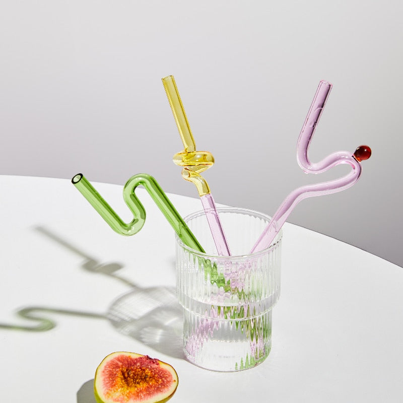 Coloured Twisted Glass Straws - Sustainable and Stylish