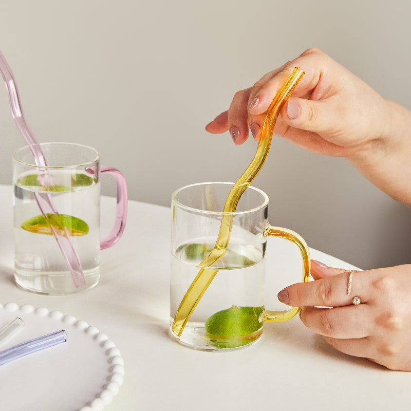 Coloured Twisted Glass Straws - Sustainable and Stylish