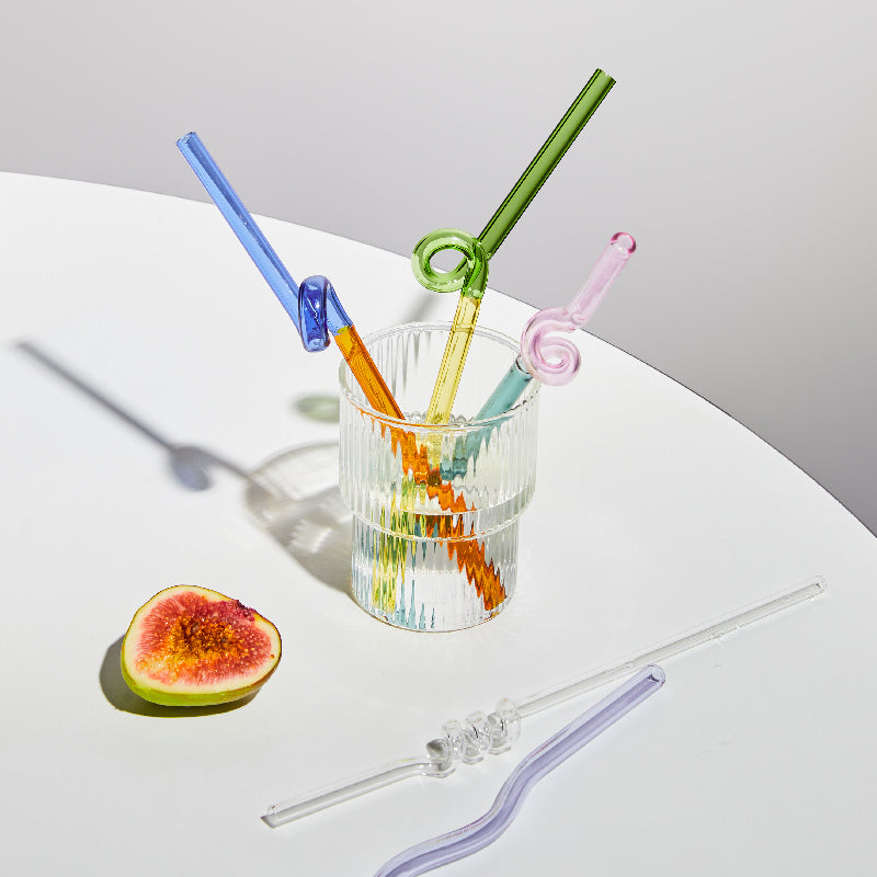 Coloured Twisted Glass Straws - Sustainable and Stylish