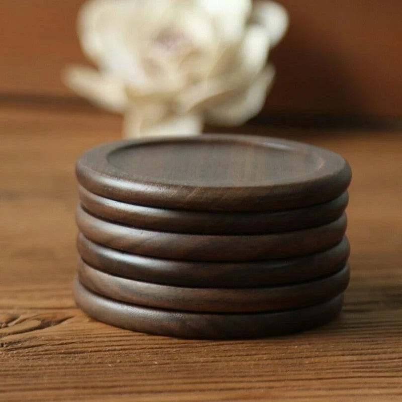 Handmade Pine Wood Coaster Set of 6 with Holder