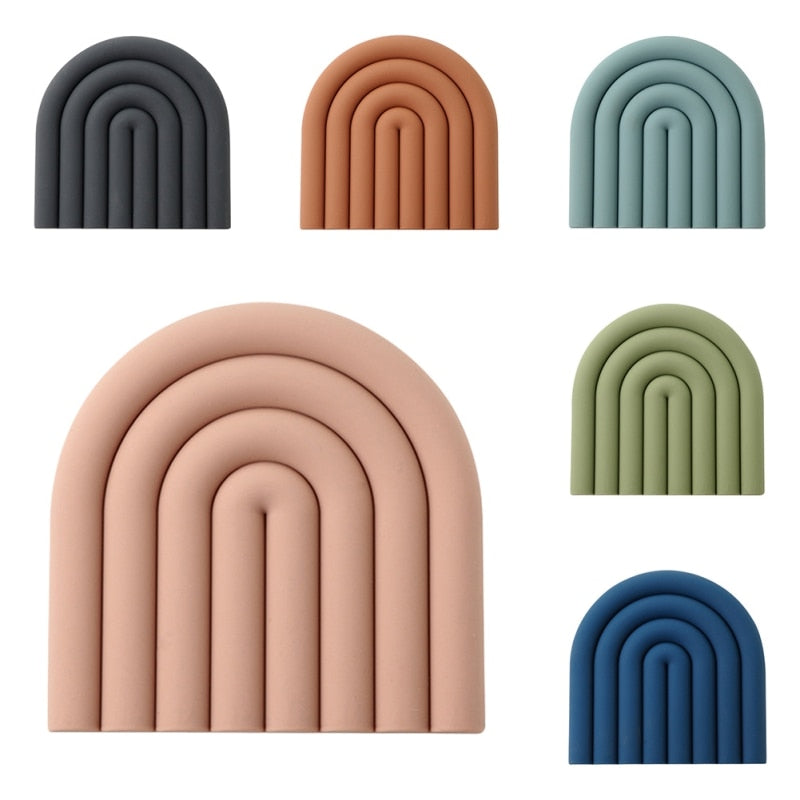 Rainbow-Shaped Silicone Coasters – Retro and Colourful