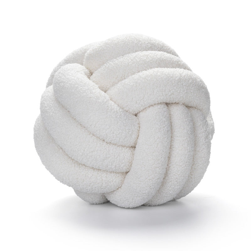 Round Knot Cotton Cushion - Soft and Fluffy Design in Multiple Colours