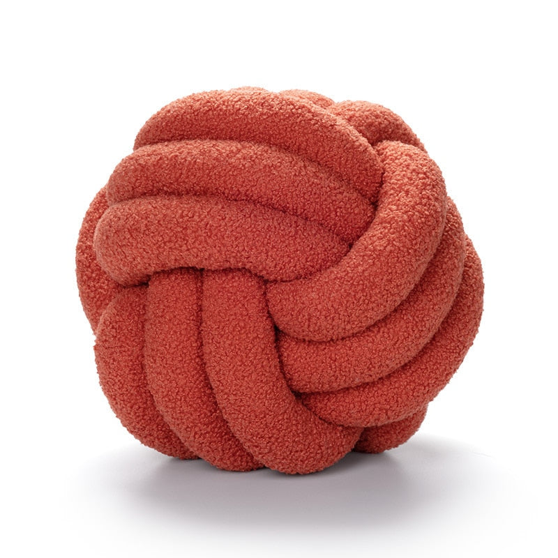 Round Knot Cotton Cushion - Soft and Fluffy Design in Multiple Colours