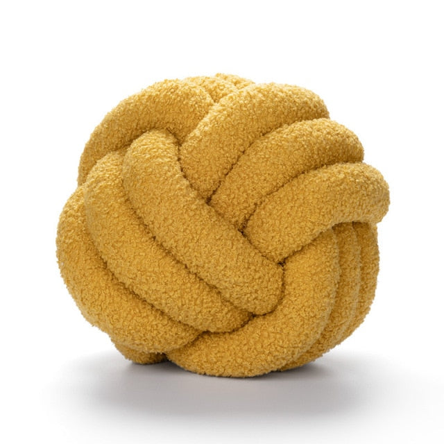 Round Knot Cotton Cushion - Soft and Fluffy Design in Multiple Colours