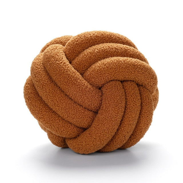 Round Knot Cotton Cushion - Soft and Fluffy Design in Multiple Colours