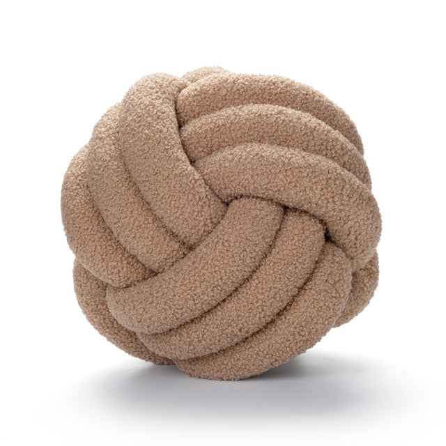 Round Knot Cotton Cushion - Soft and Fluffy Design in Multiple Colours