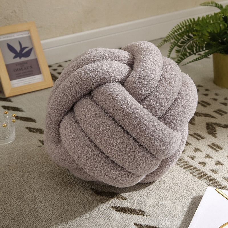 Round Knot Cotton Cushion - Soft and Fluffy Design in Multiple Colours