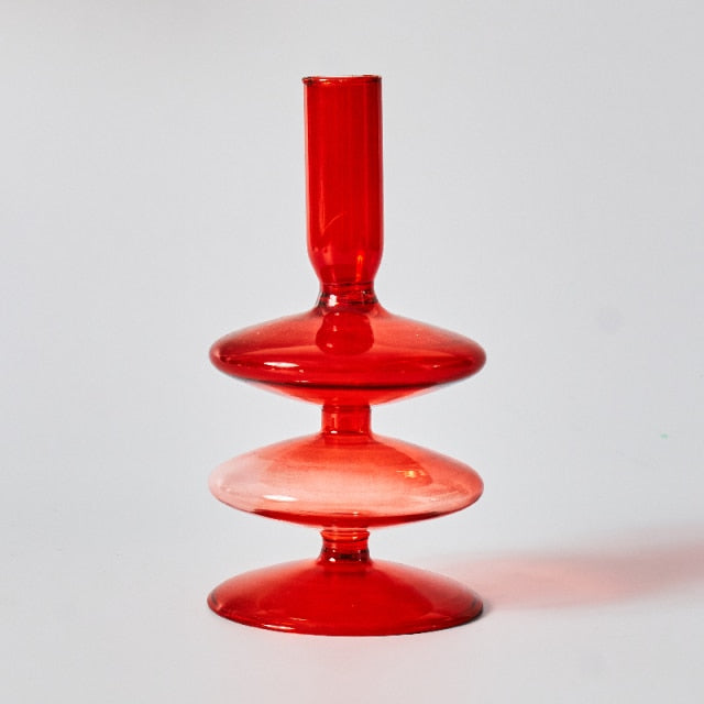 Glass Candle Holders in Red Gradient - Modern Decoration