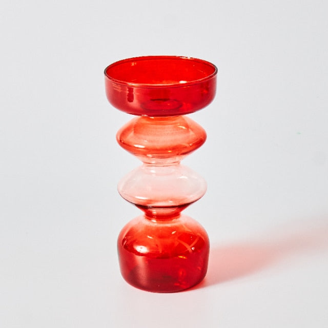 Glass Candle Holders in Red Gradient - Modern Decoration