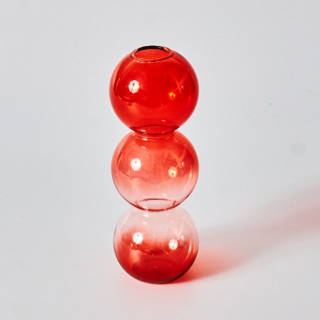 Glass Candle Holders in Red Gradient - Modern Decoration