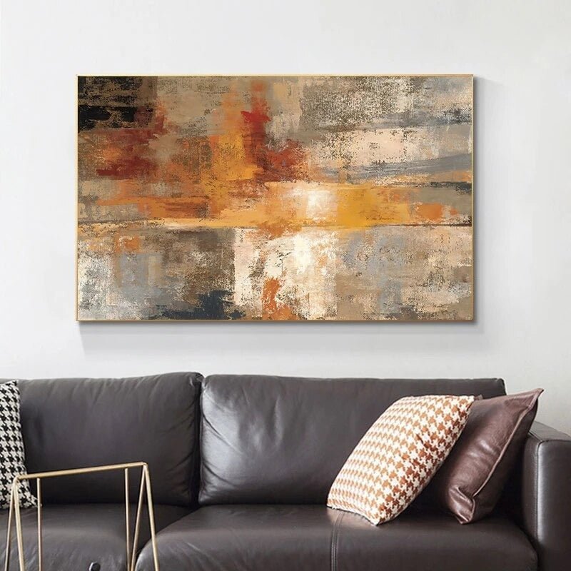 Abstract Painting on Canvas – Italian Handmade with Wooden Frame