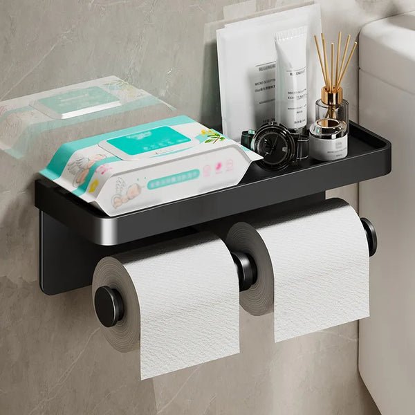 Toilet Roll Holder | Multifunctional Toilet Roll Holder with Extra Storage Shelf