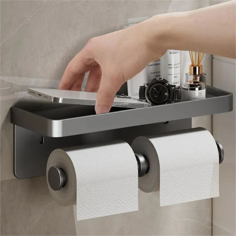 Toilet Roll Holder | Multifunctional Toilet Roll Holder with Extra Storage Shelf