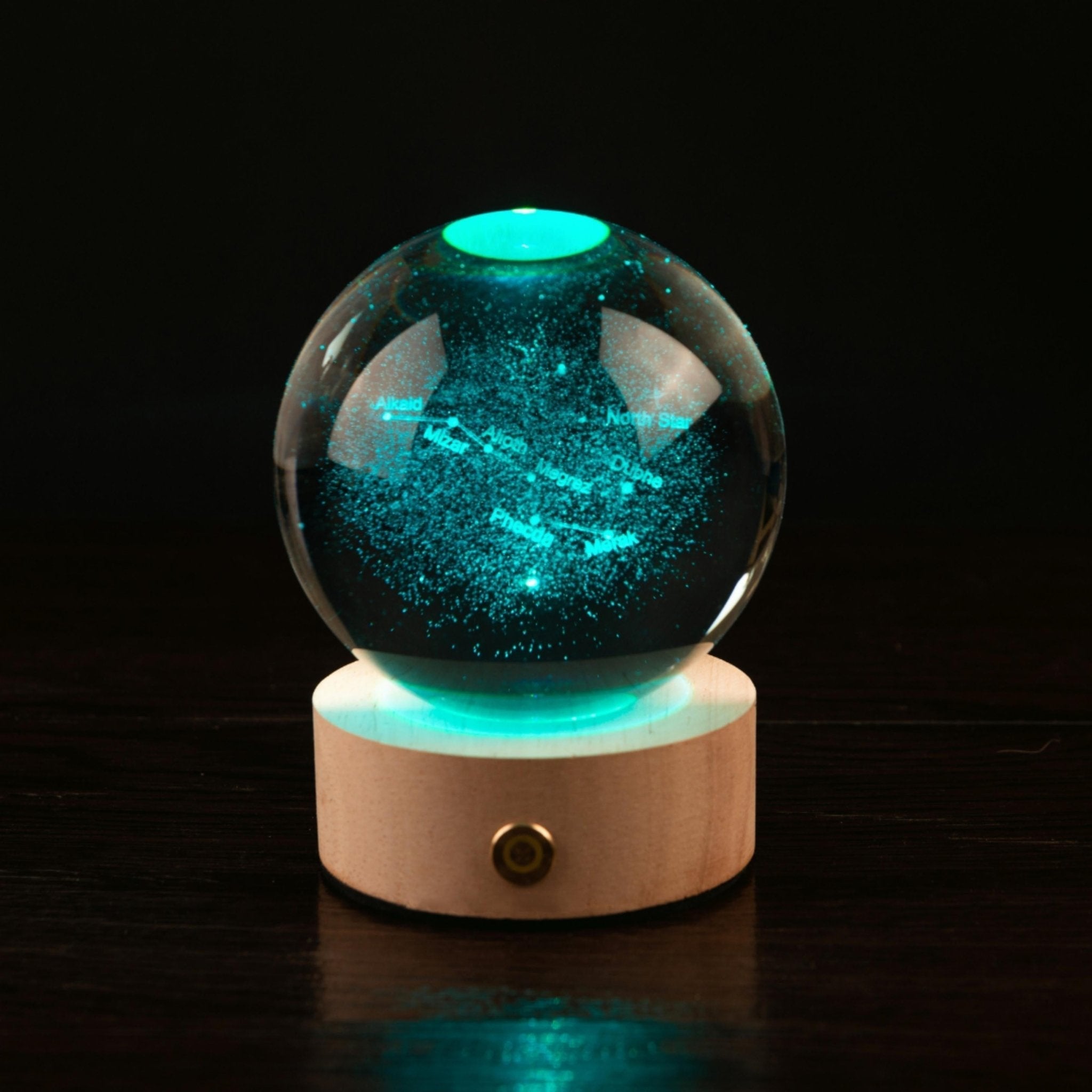 Wireless Rechargeable Crystal Lamp with Wooden Base – Adjustable Brightness and Warm or Coloured Lighting