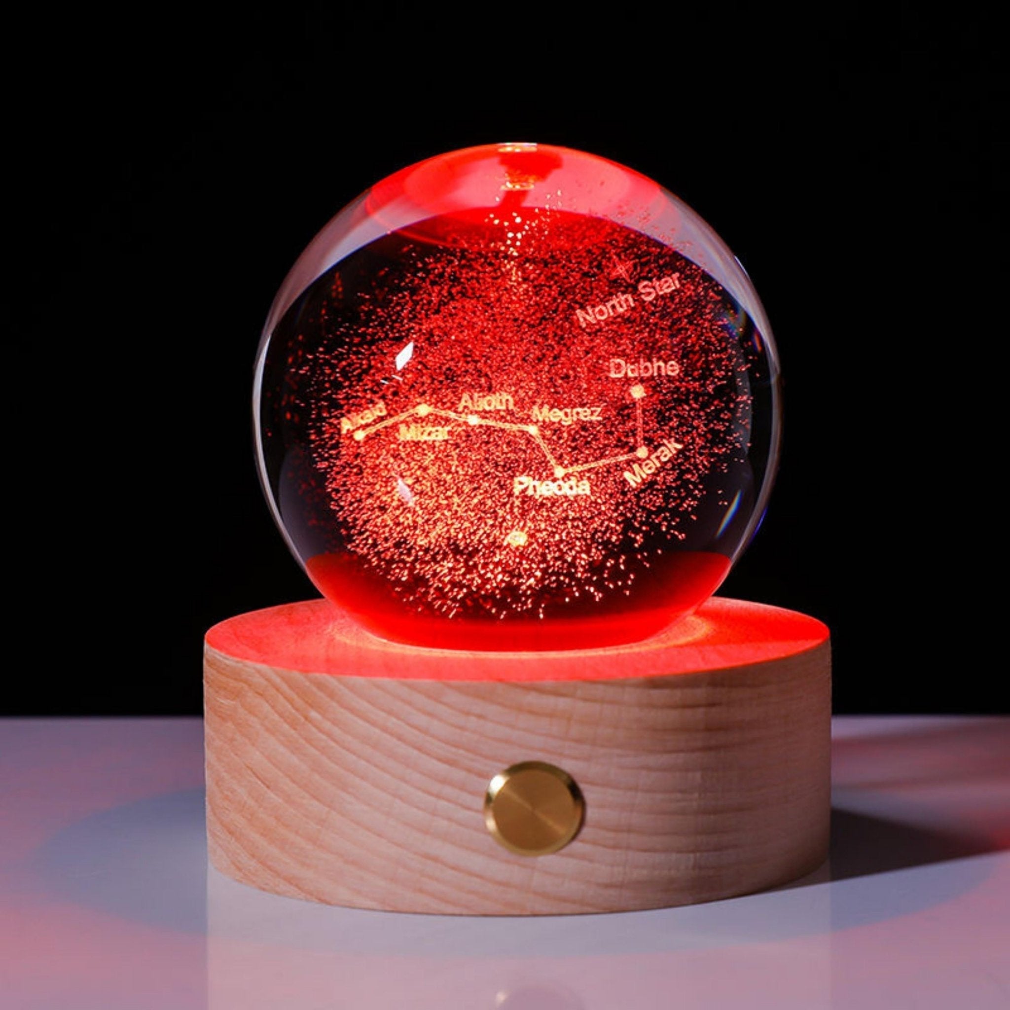 Wireless Rechargeable Crystal Lamp with Wooden Base – Adjustable Brightness and Warm or Coloured Lighting