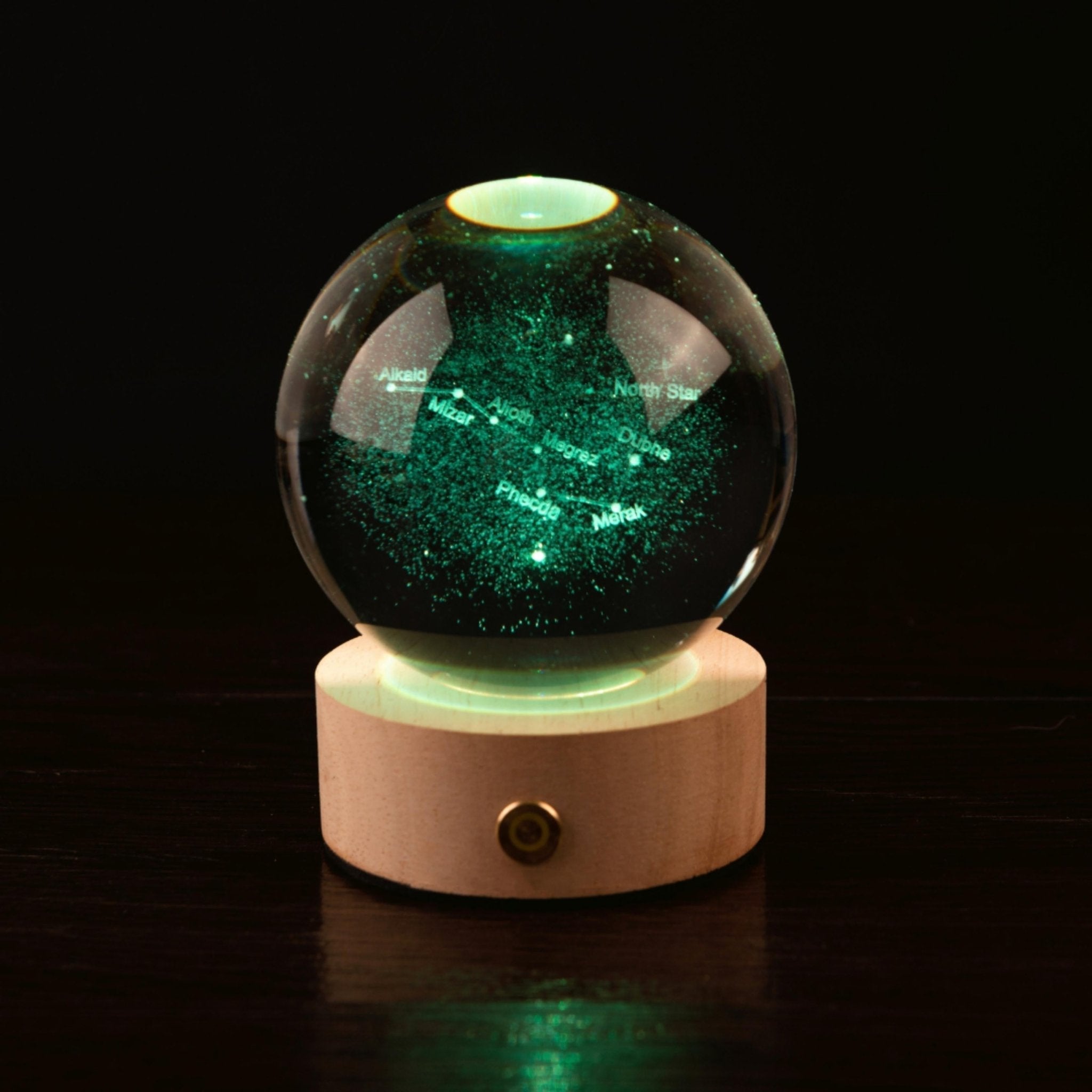 Wireless Rechargeable Crystal Lamp with Wooden Base – Adjustable Brightness and Warm or Coloured Lighting