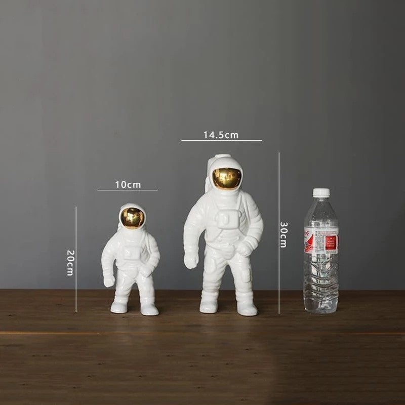 Astronaut Figurine - Ceramic Decoration in Gold or White, Available in 2 Sizes