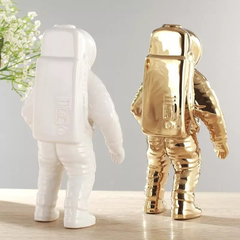 Astronaut Figurine - Ceramic Decoration in Gold or White, Available in 2 Sizes