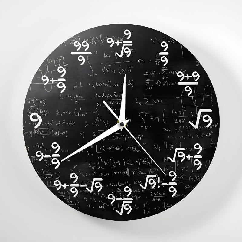 Mathematical Wall Clock - Formulas and Time - Ideal for Home or Office