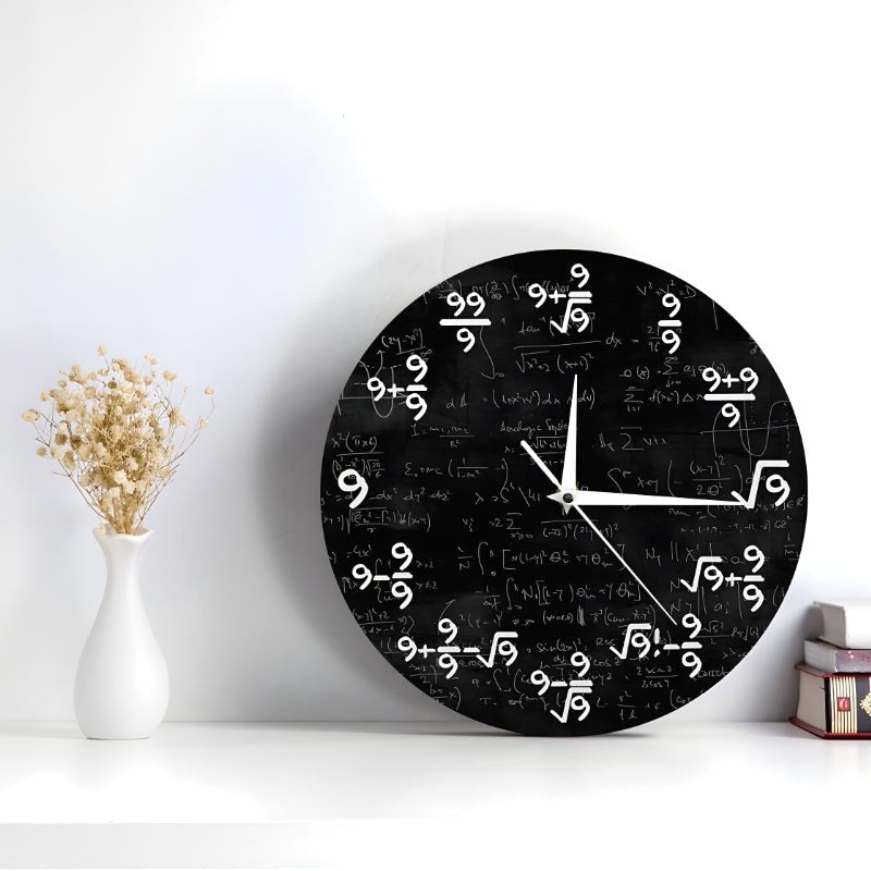 Mathematical Wall Clock - Formulas and Time - Ideal for Home or Office