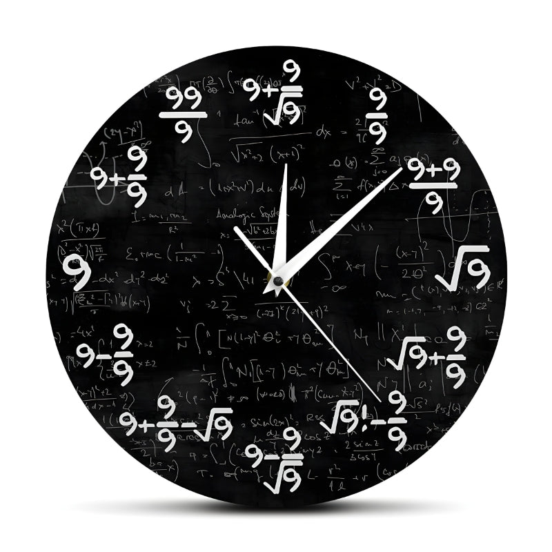 Mathematical Wall Clock - Formulas and Time - Ideal for Home or Office