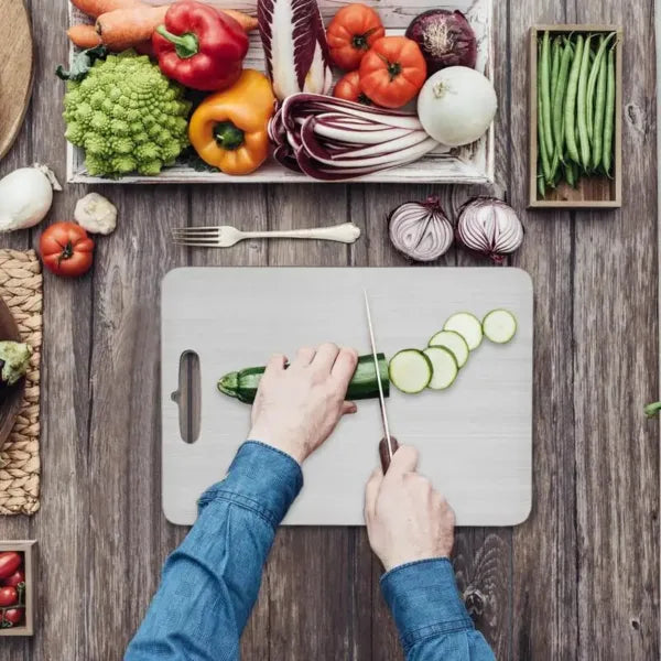 Antibacterial Stainless Steel Cutting Board - Durable and Practical - With Handle