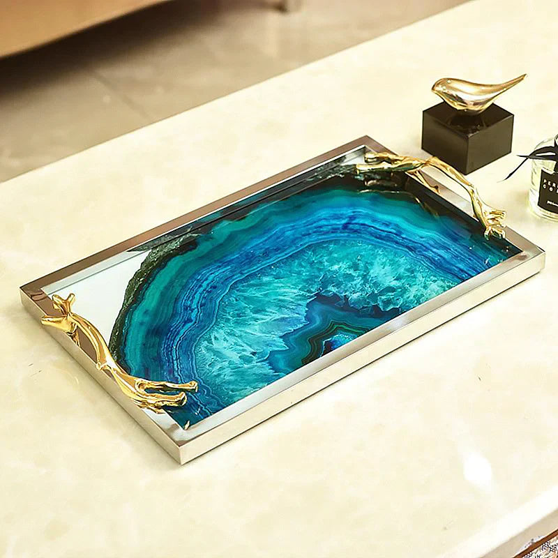 Blue Stone Tray – Unique Patterns in Nature, Ideal for Your Table