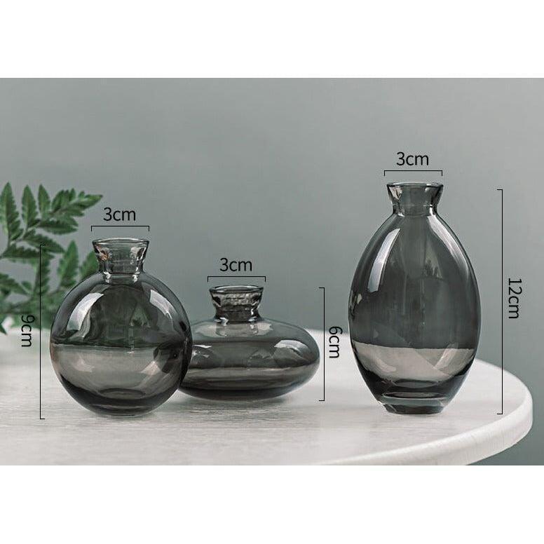 Set of 3 Small Glass Vases – Stylish Small Vases for Flowers