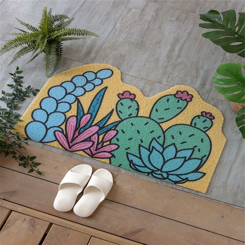 Trendy Nordic Cactus Rug - Washable and Durable Design