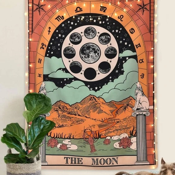 Lunatura - Tarot Tapestry with Colourful Moon Phases