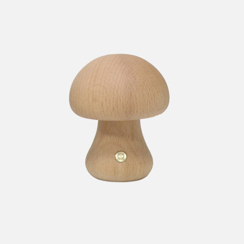 VerdaMuse Wireless Table Lamp with Wood Effect and Mushroom Shape - Compact and Convenient