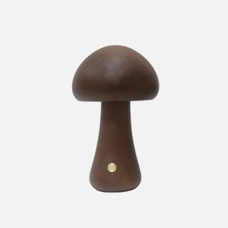 VerdaMuse Wireless Table Lamp with Wood Effect and Mushroom Shape - Compact and Convenient