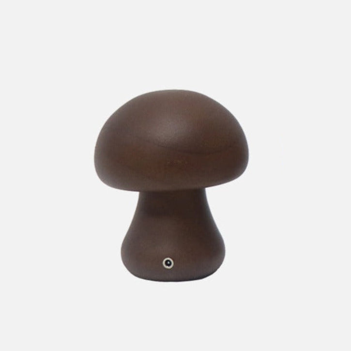 VerdaMuse Wireless Table Lamp with Wood Effect and Mushroom Shape - Compact and Convenient